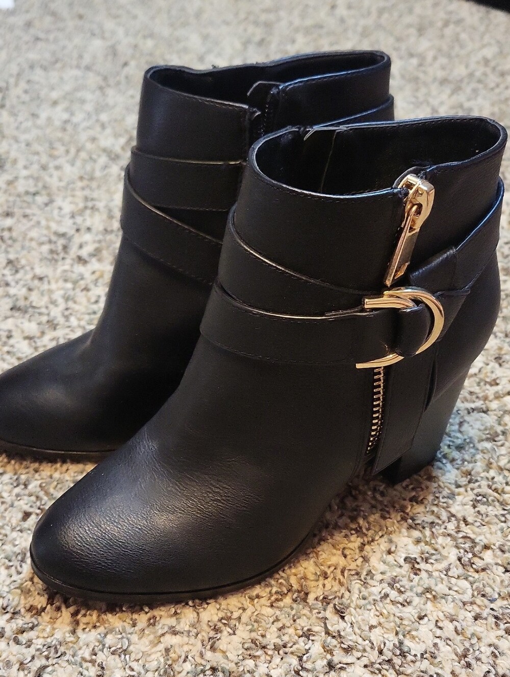 Apt. 9 Black Ankle Booties with Gold Buckle Detail